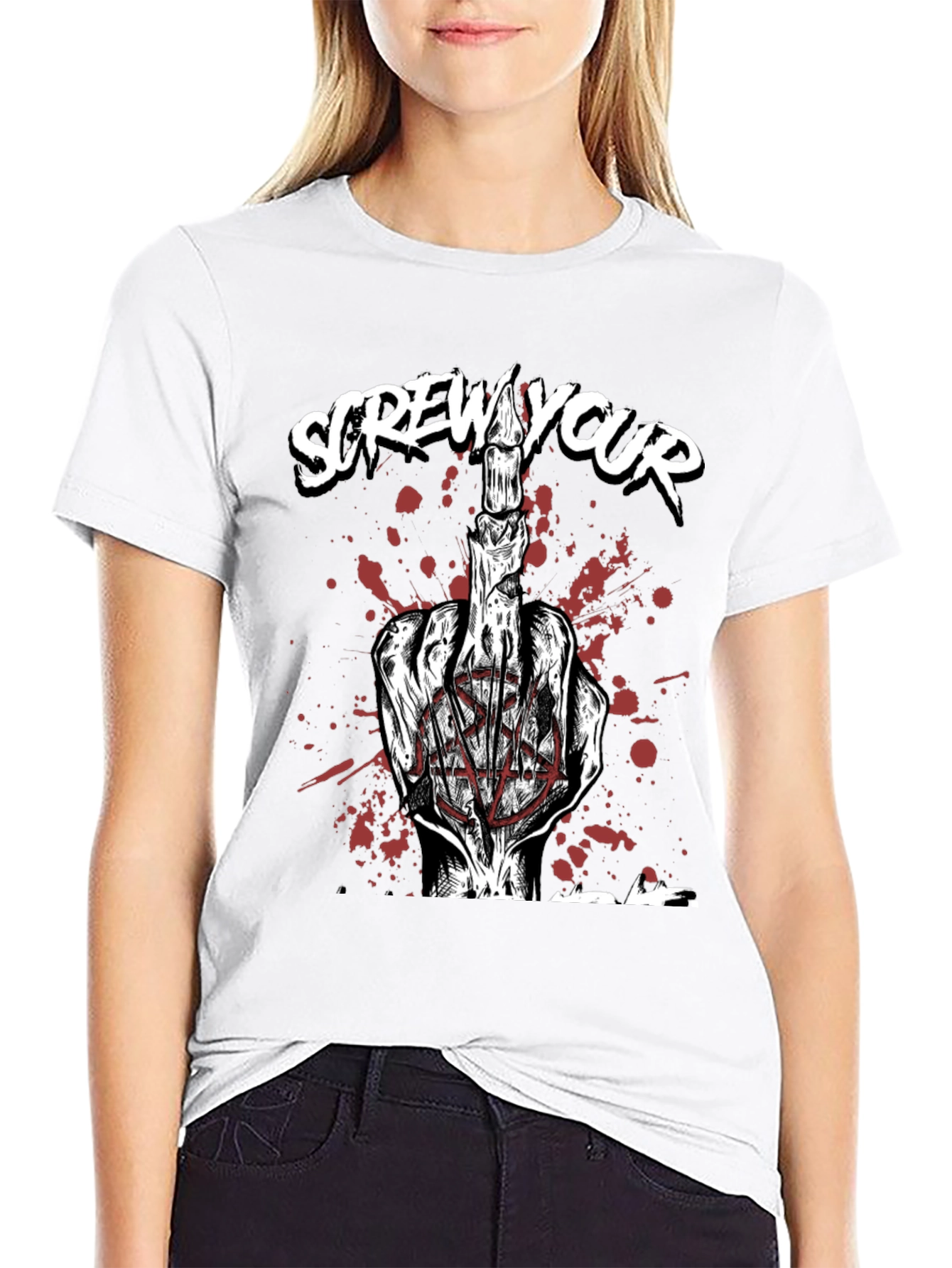 Screw Your Candle Middle Finger Graphic T-Shirt