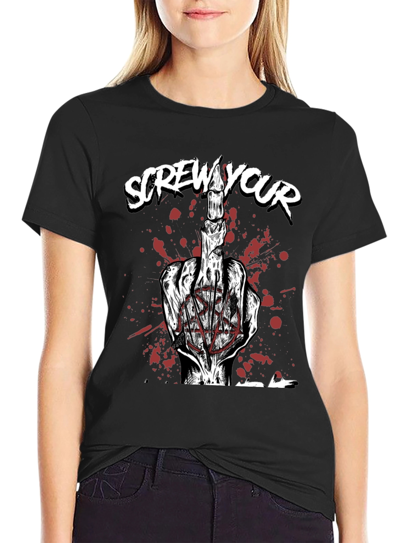 Screw Your Candle Middle Finger Graphic T-Shirt
