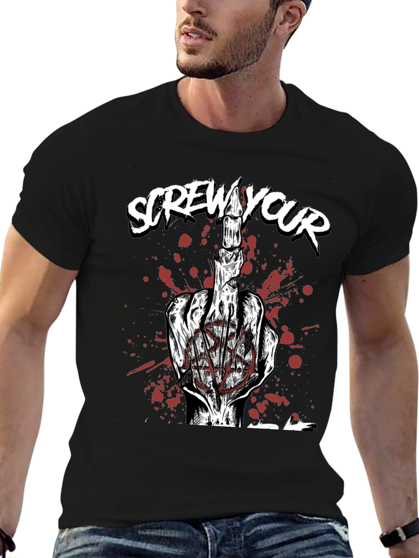 Screw Your Candle Middle Finger Graphic T-Shirt