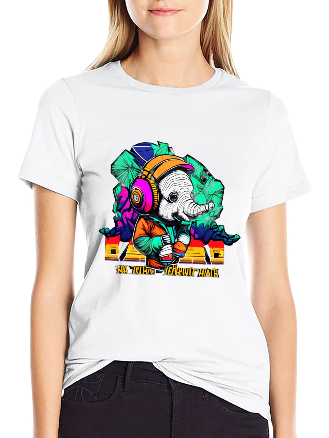 Funky Elephant Graphic T-Shirt - Unique Design