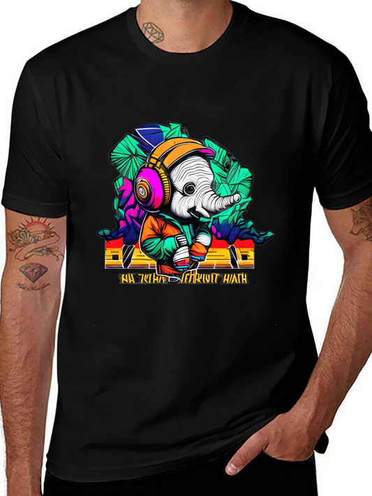 Funky Elephant Graphic T-Shirt - Unique Design