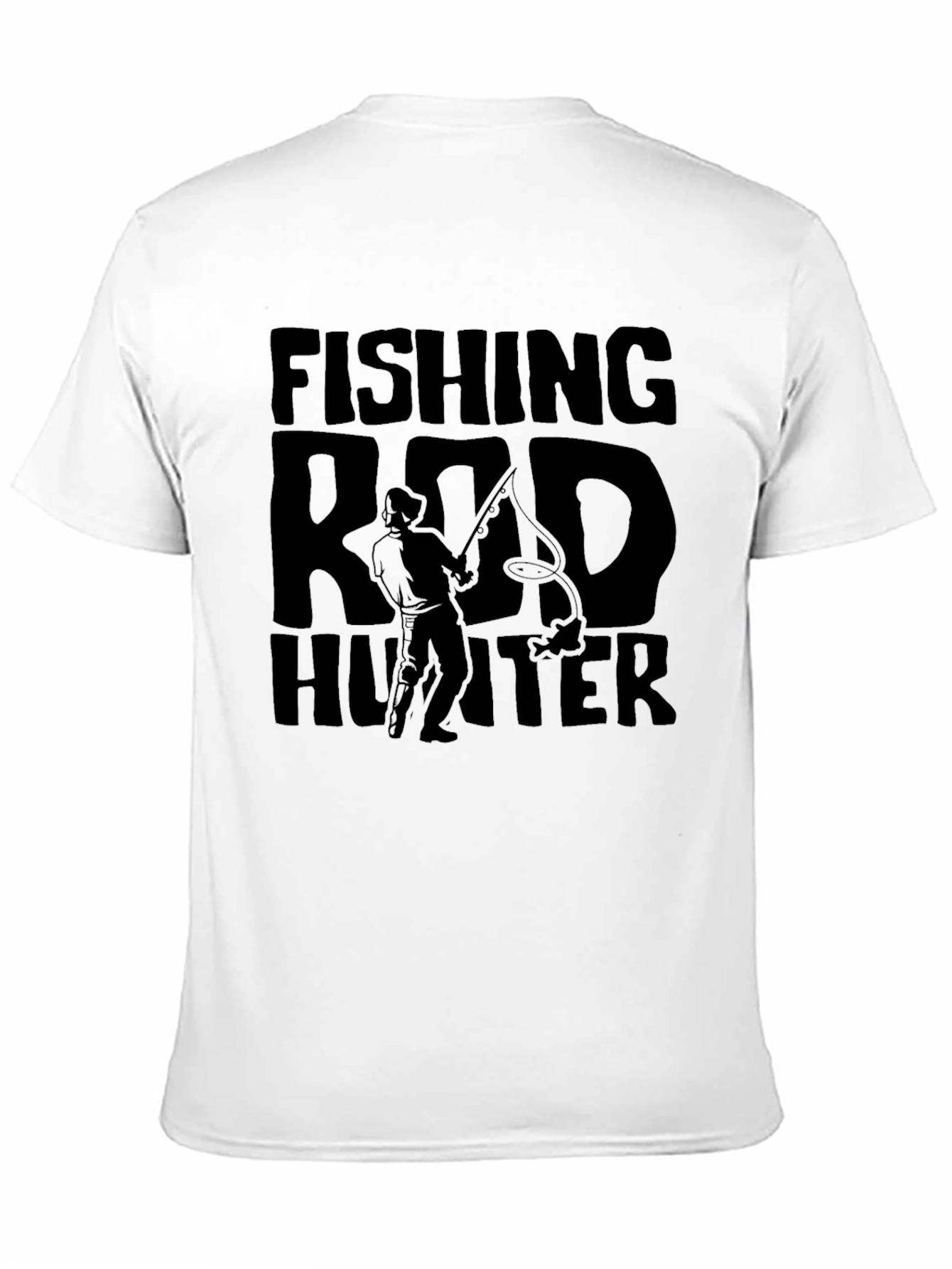 Fishing Rod Hunter Graphic T-Shirt - Black Cotton Tee