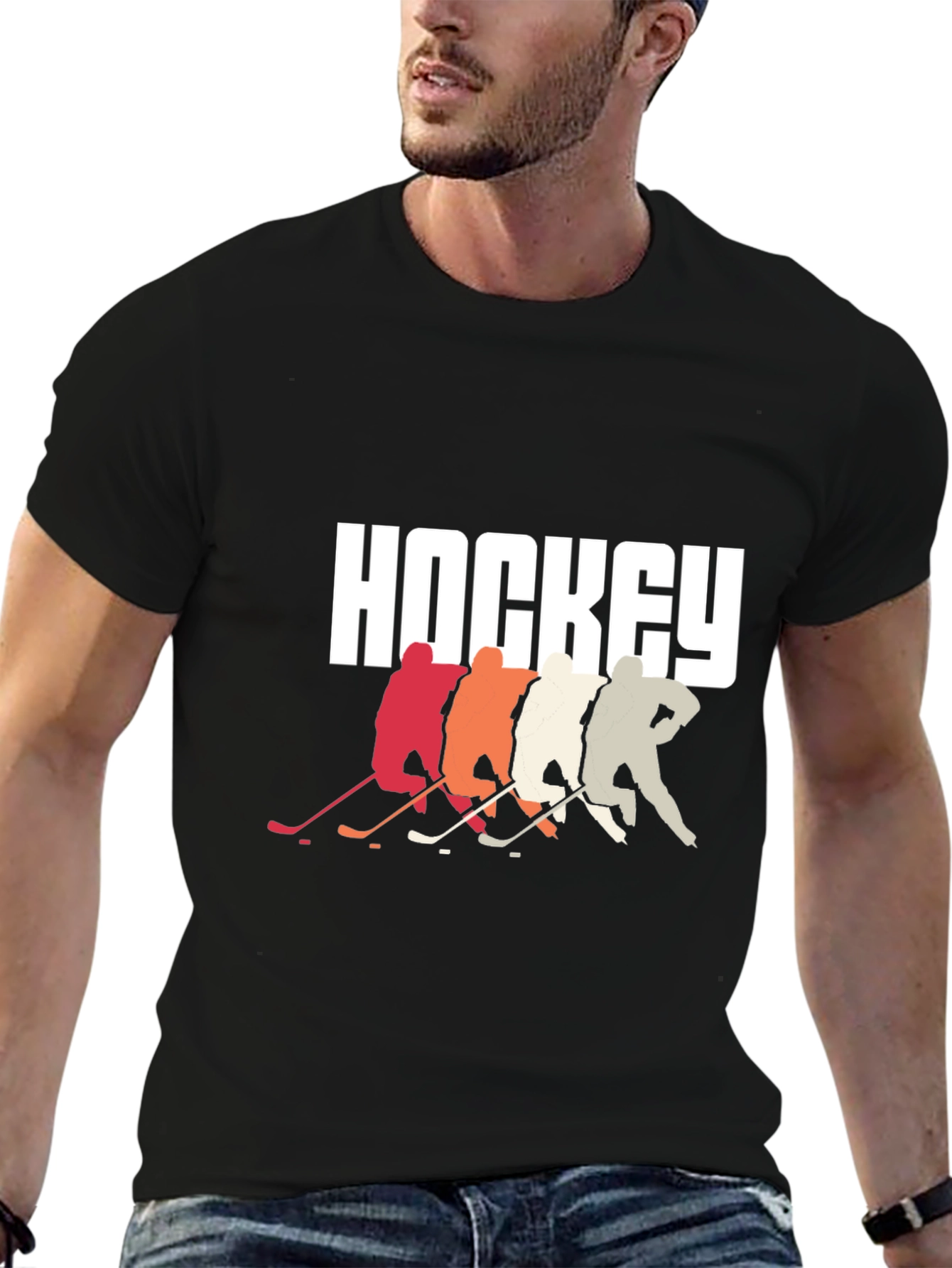 Hockey Players Graphic Tee - Retro Style Cool Design