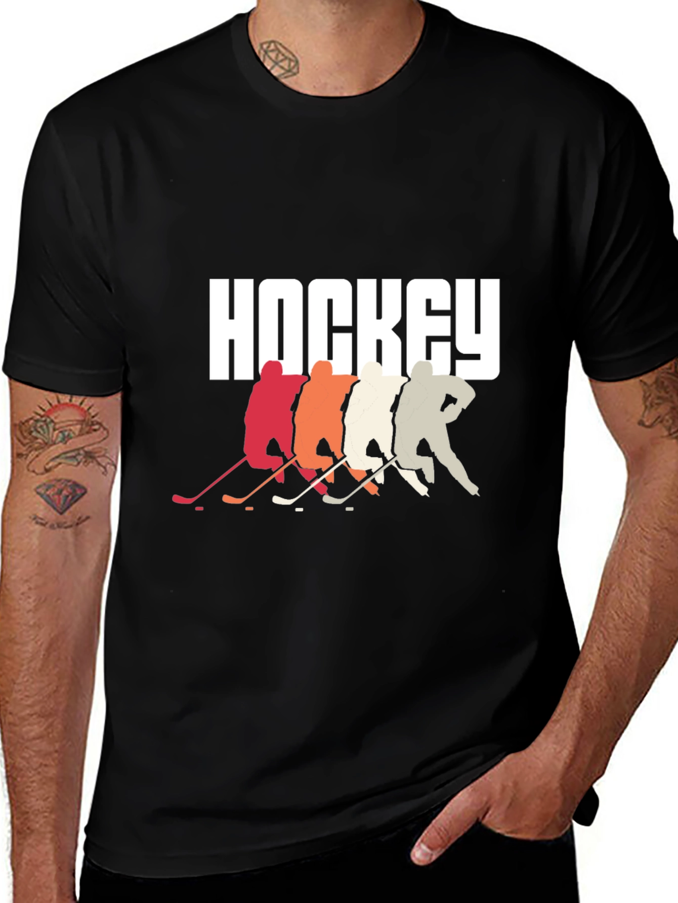 Hockey Players Graphic Tee - Retro Style Cool Design