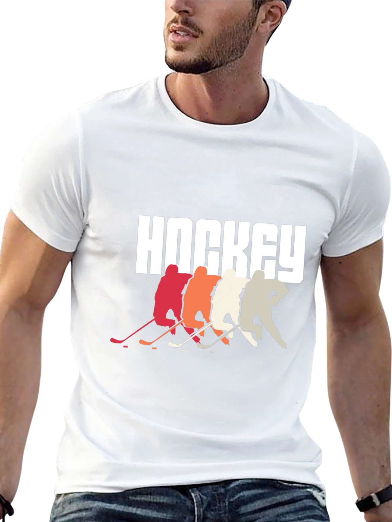 Hockey Players Graphic Tee - Retro Style Cool Design