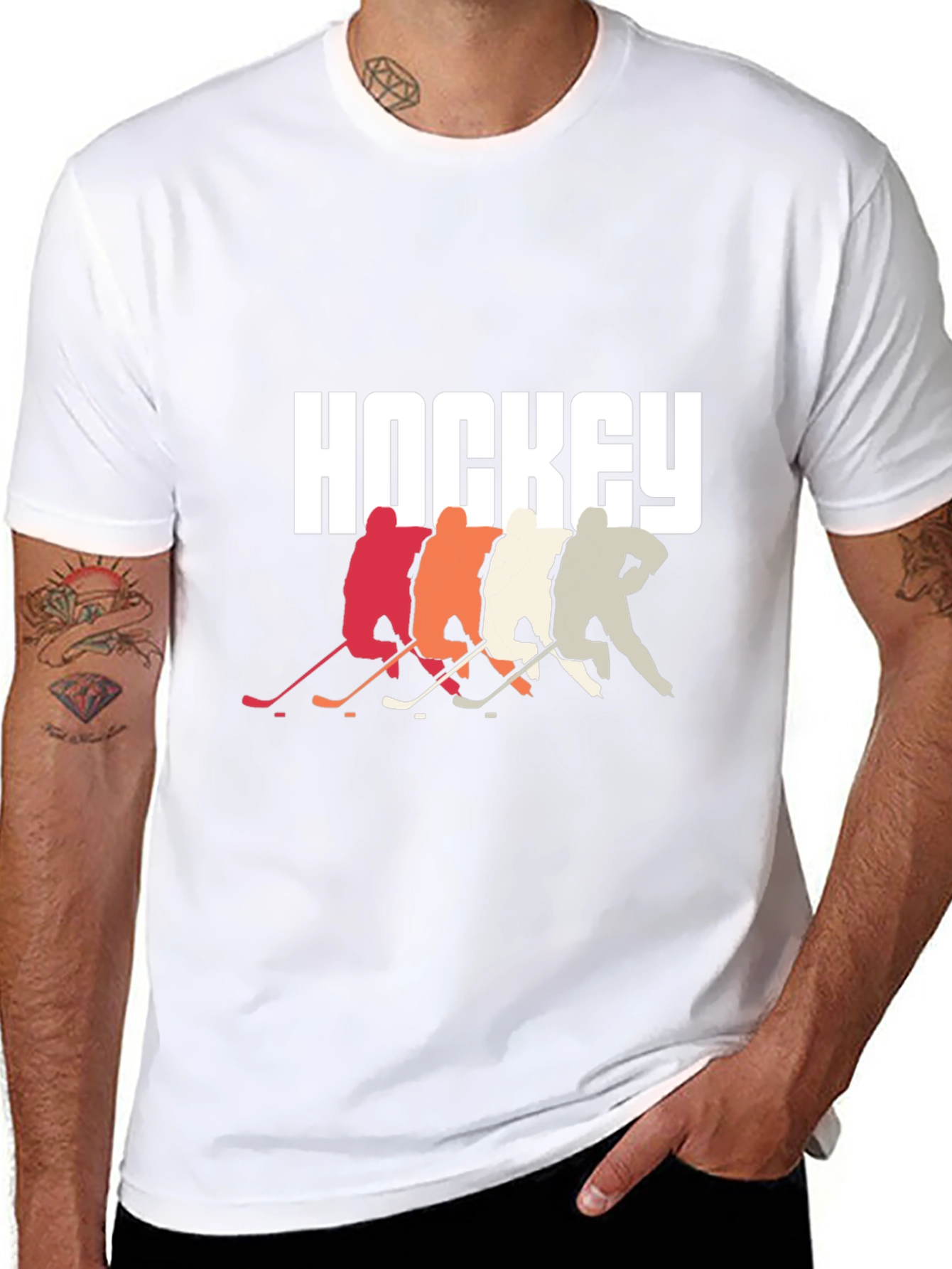 Hockey Players Graphic Tee - Retro Style Cool Design
