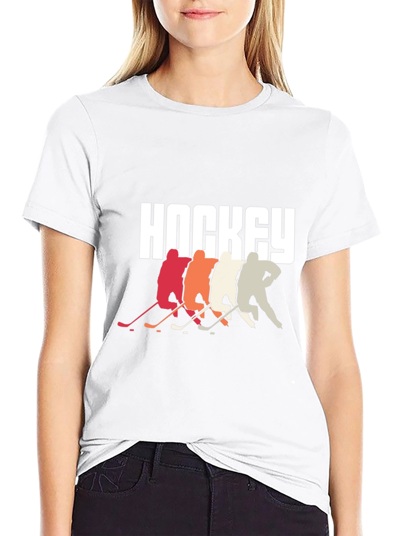 Hockey Players Graphic Tee - Retro Style Cool Design
