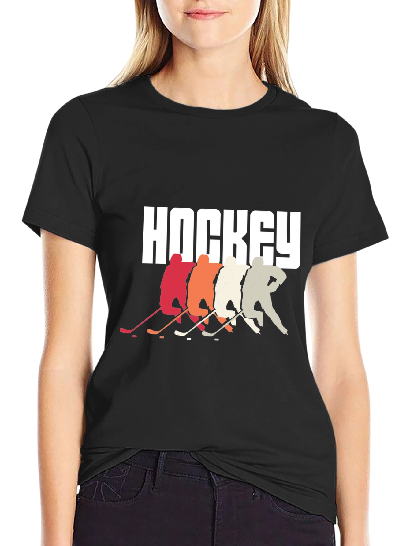 Hockey Players Graphic Tee - Retro Style Cool Design