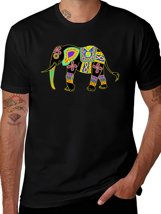 Elephant Graphic Print Black Tee