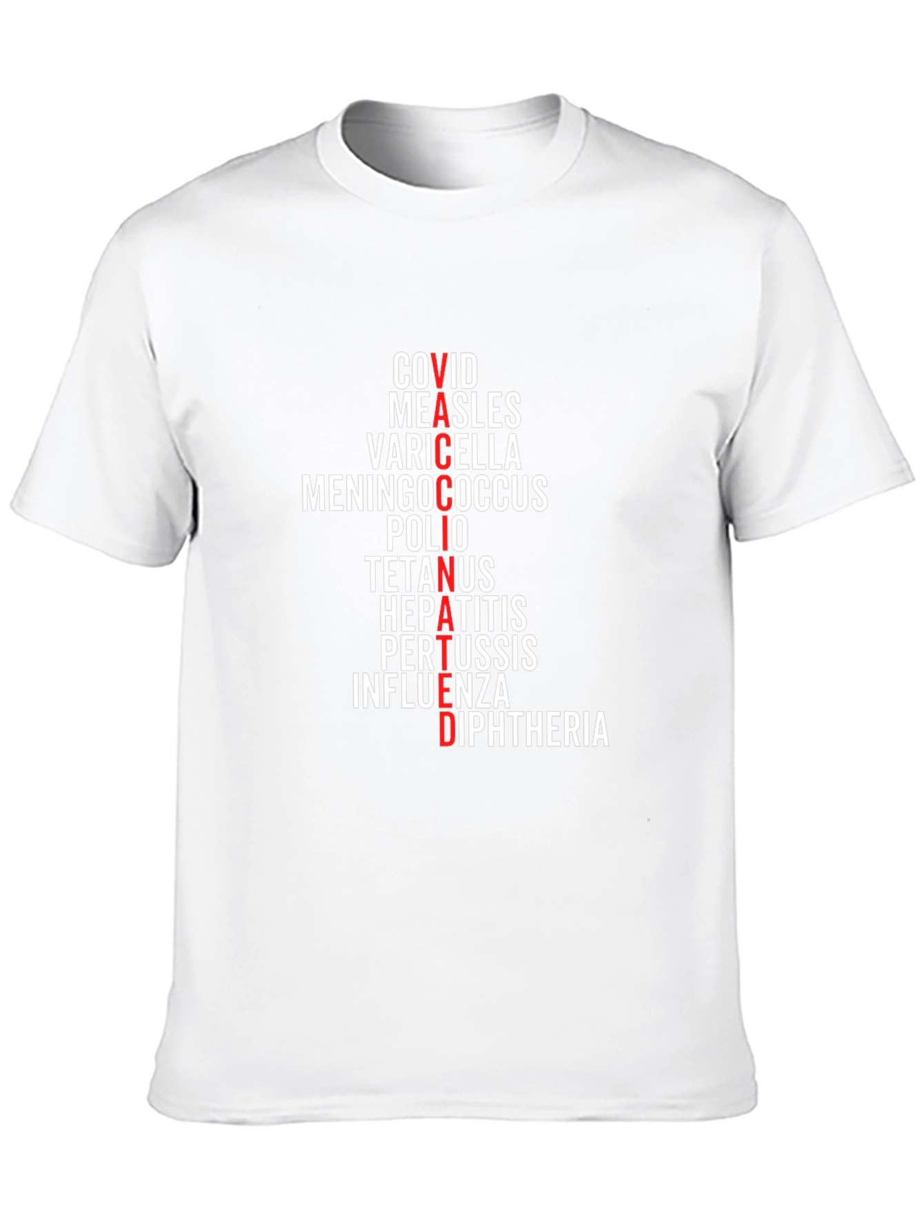 Vaccinated Diseases T-Shirt - Black Crew Neck Tee