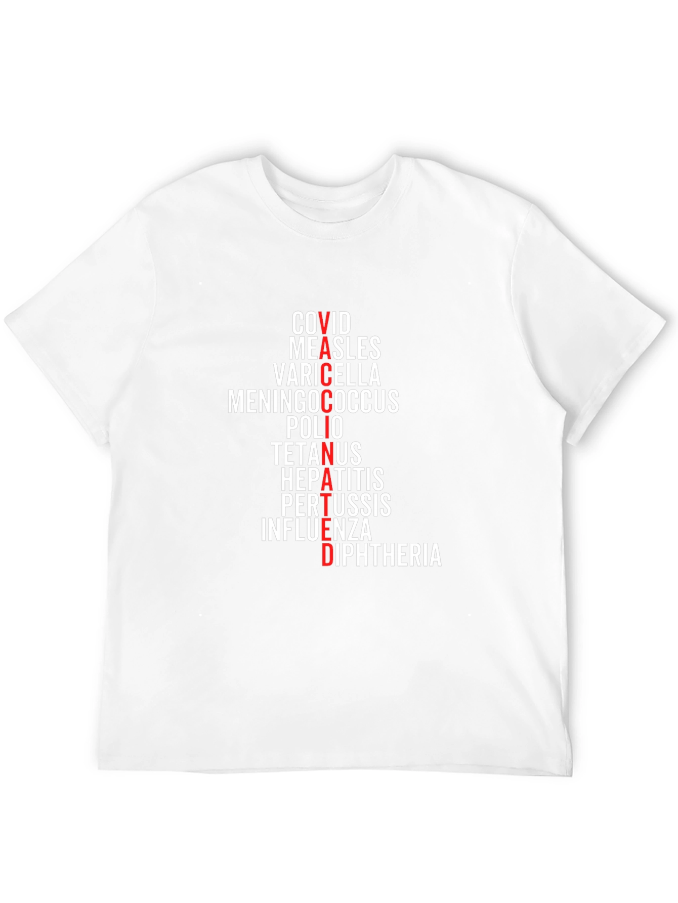 Vaccinated Diseases T-Shirt - Black Crew Neck Tee