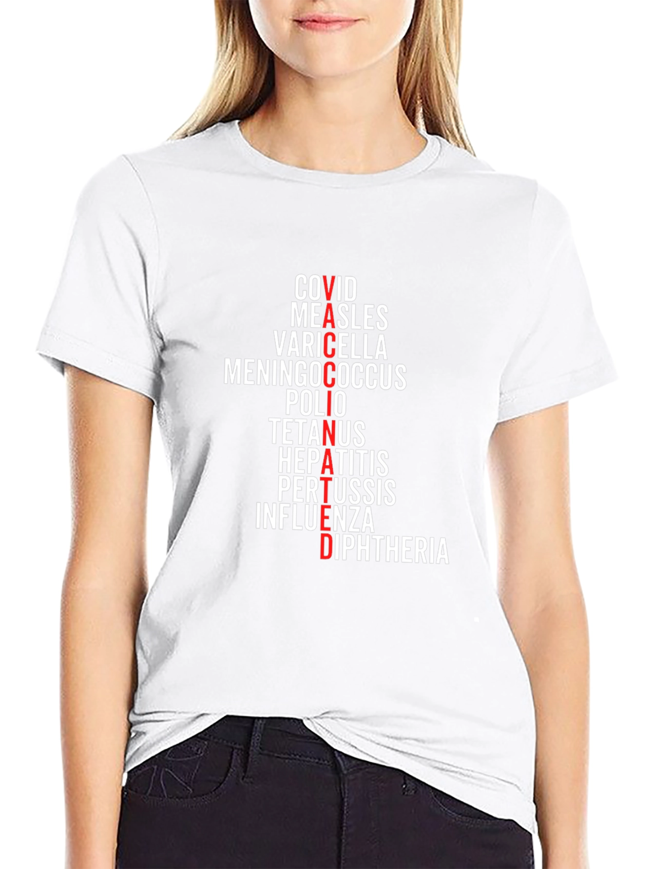 Vaccinated Diseases T-Shirt - Black Crew Neck Tee