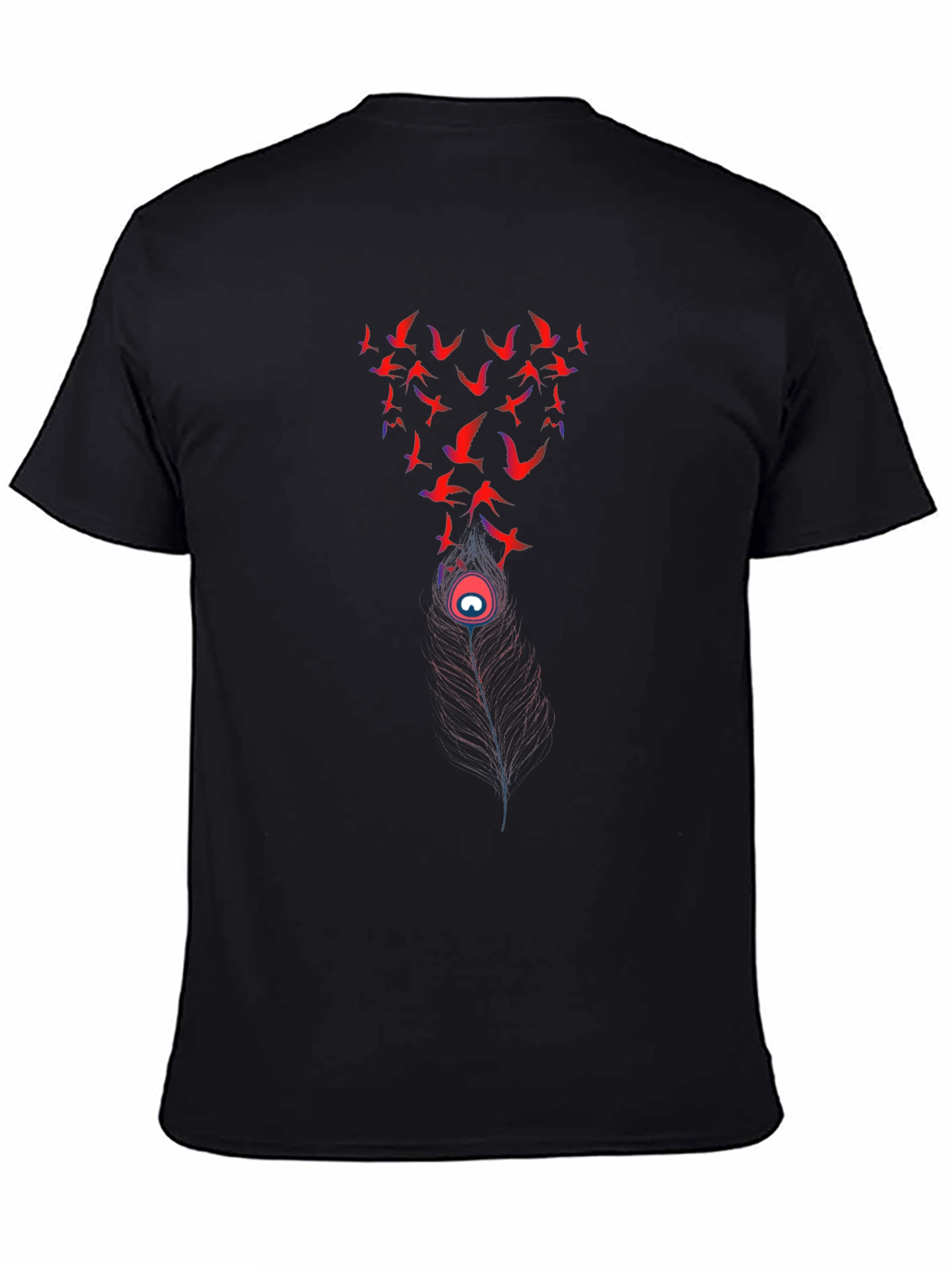 Birds & Feather Graphic Black Tee