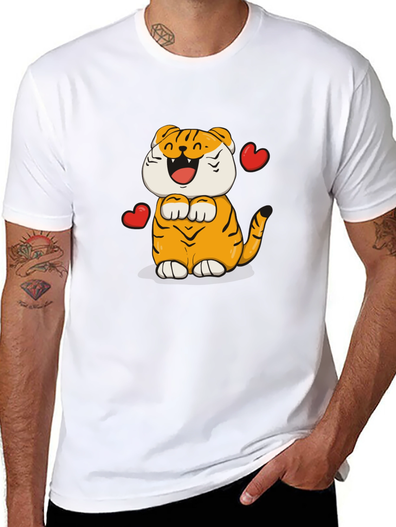 Cute Tiger Graphic T-Shirt - Black