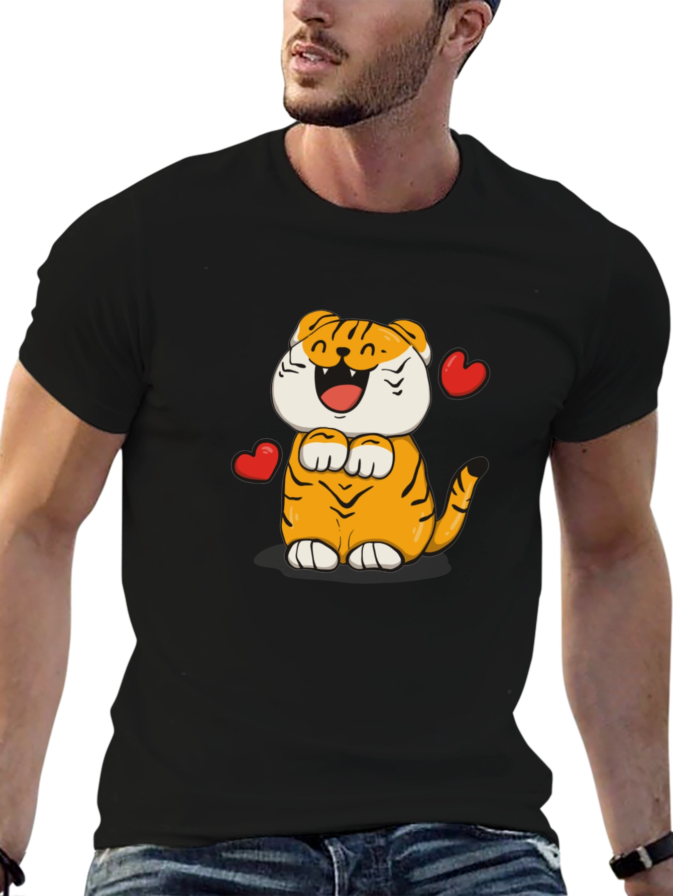 Cute Tiger Graphic T-Shirt - Black