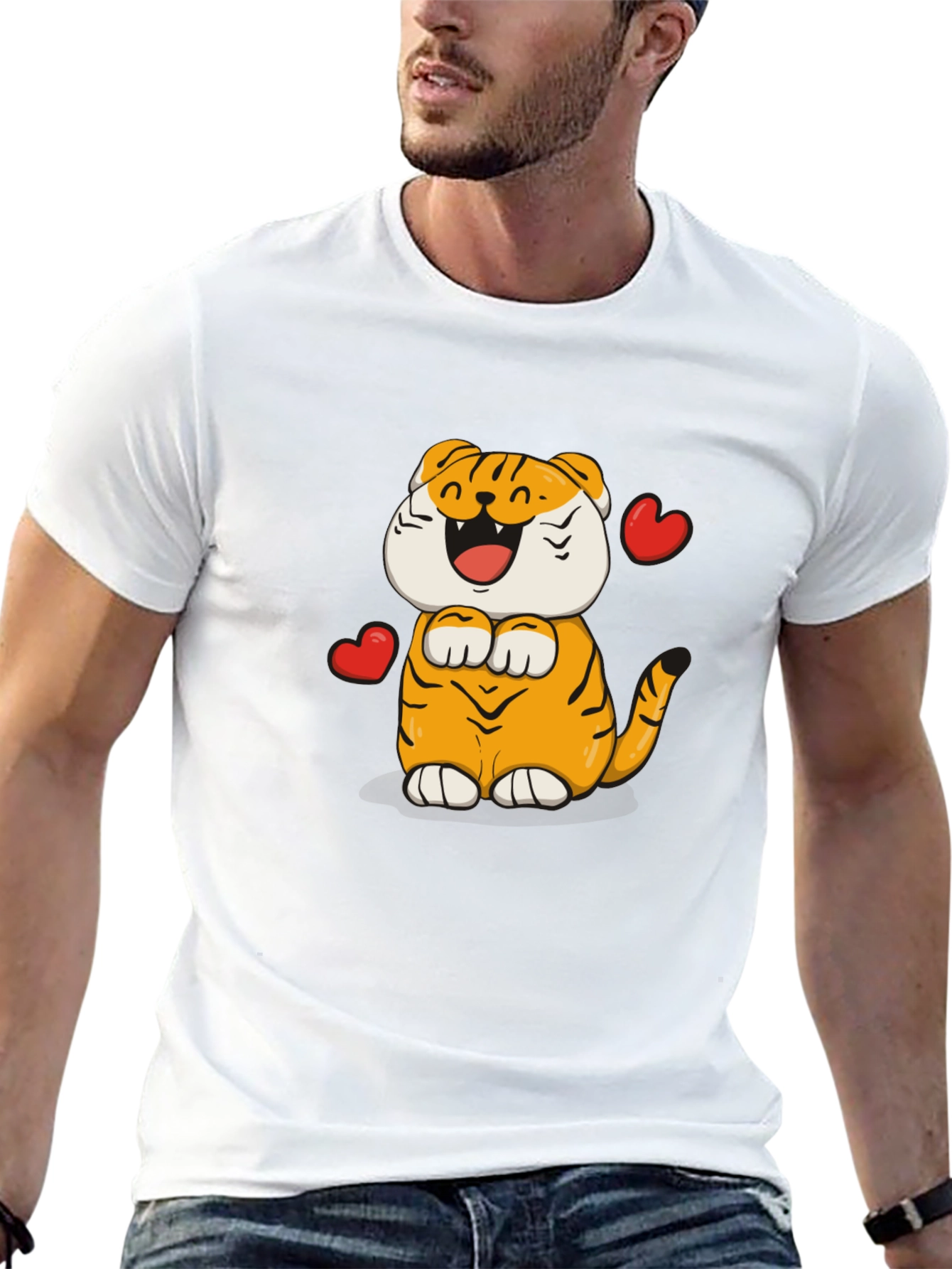 Cute Tiger Graphic T-Shirt - Black