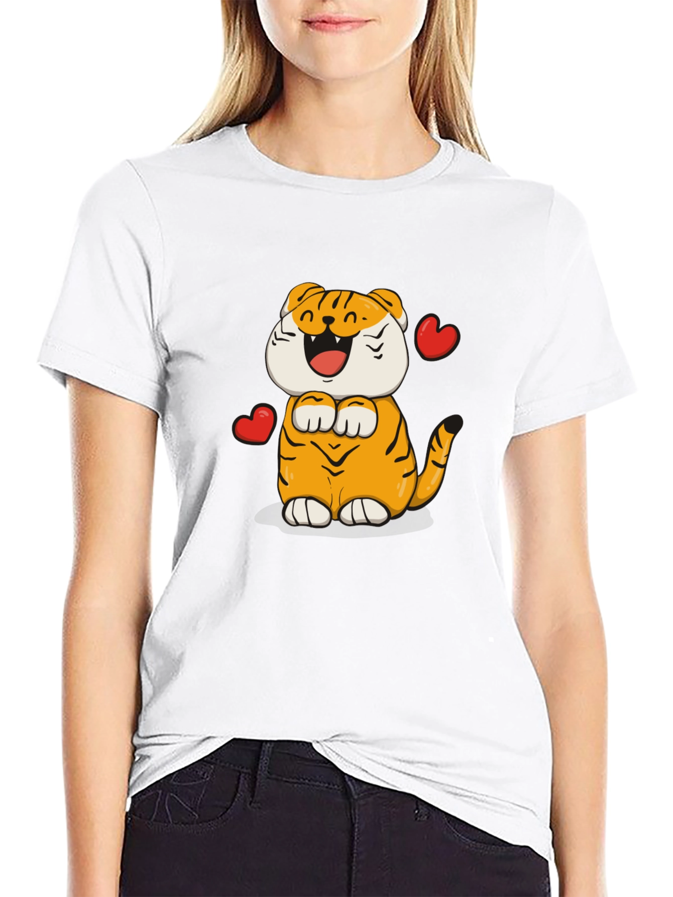 Cute Tiger Graphic T-Shirt - Black
