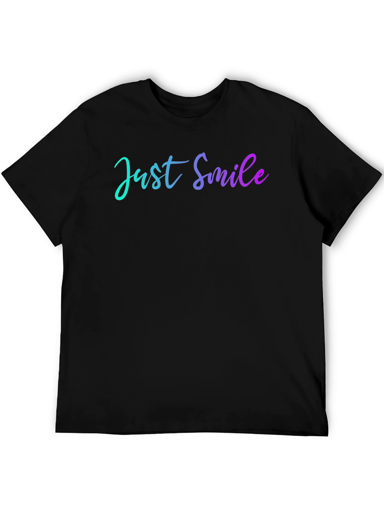 Just Smile Mens Black T-Shirt - Casual Graphic Tee