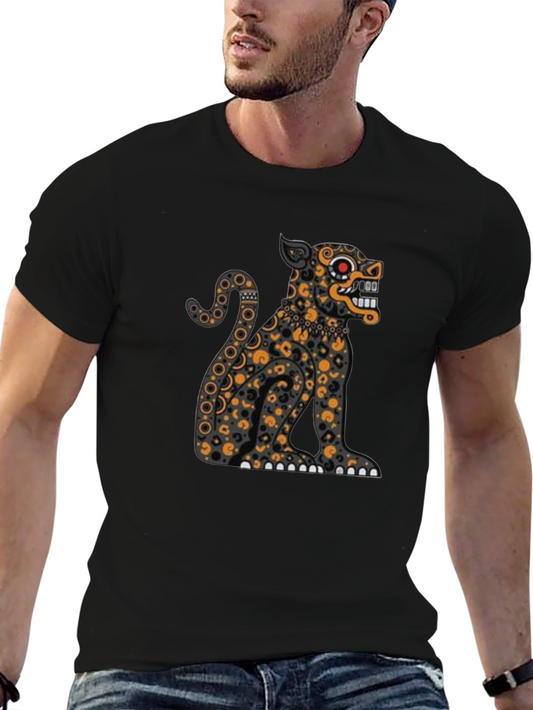 Aztec Jaguar Graphic Tee - Stylish Black T-Shirt