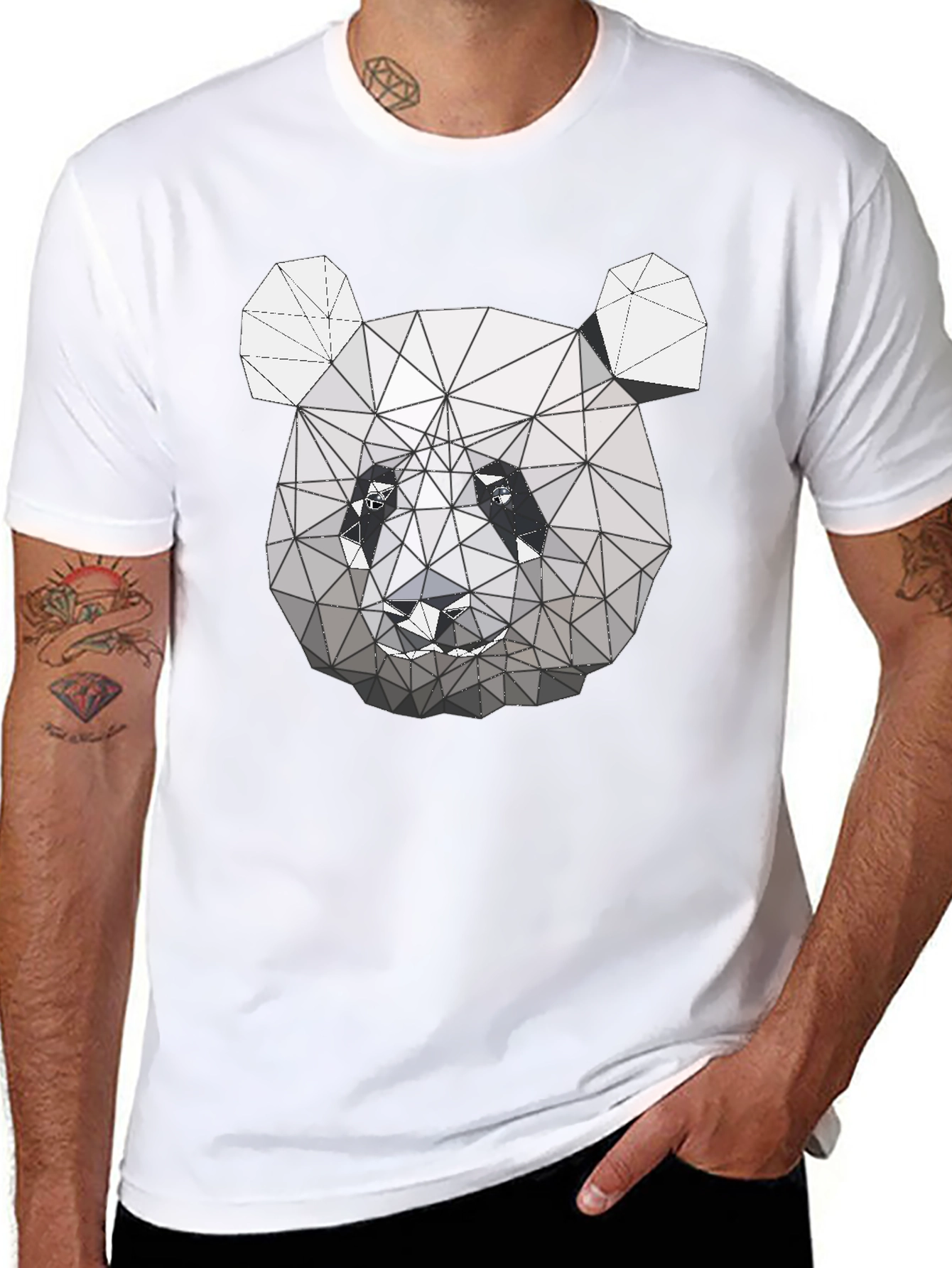 Geometric Panda Graphic Tee - Modern Style