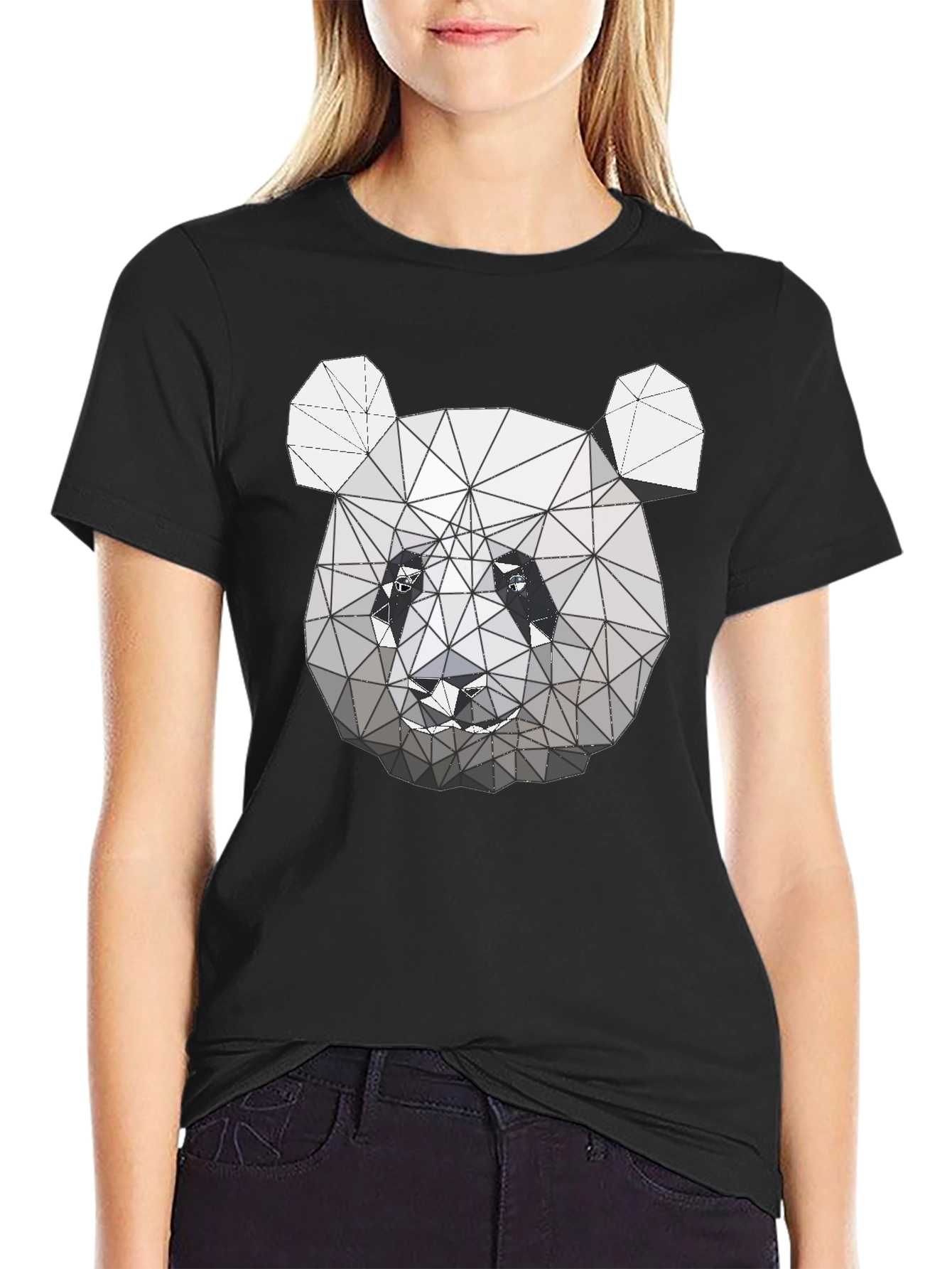Geometric Panda Graphic Tee - Modern Style