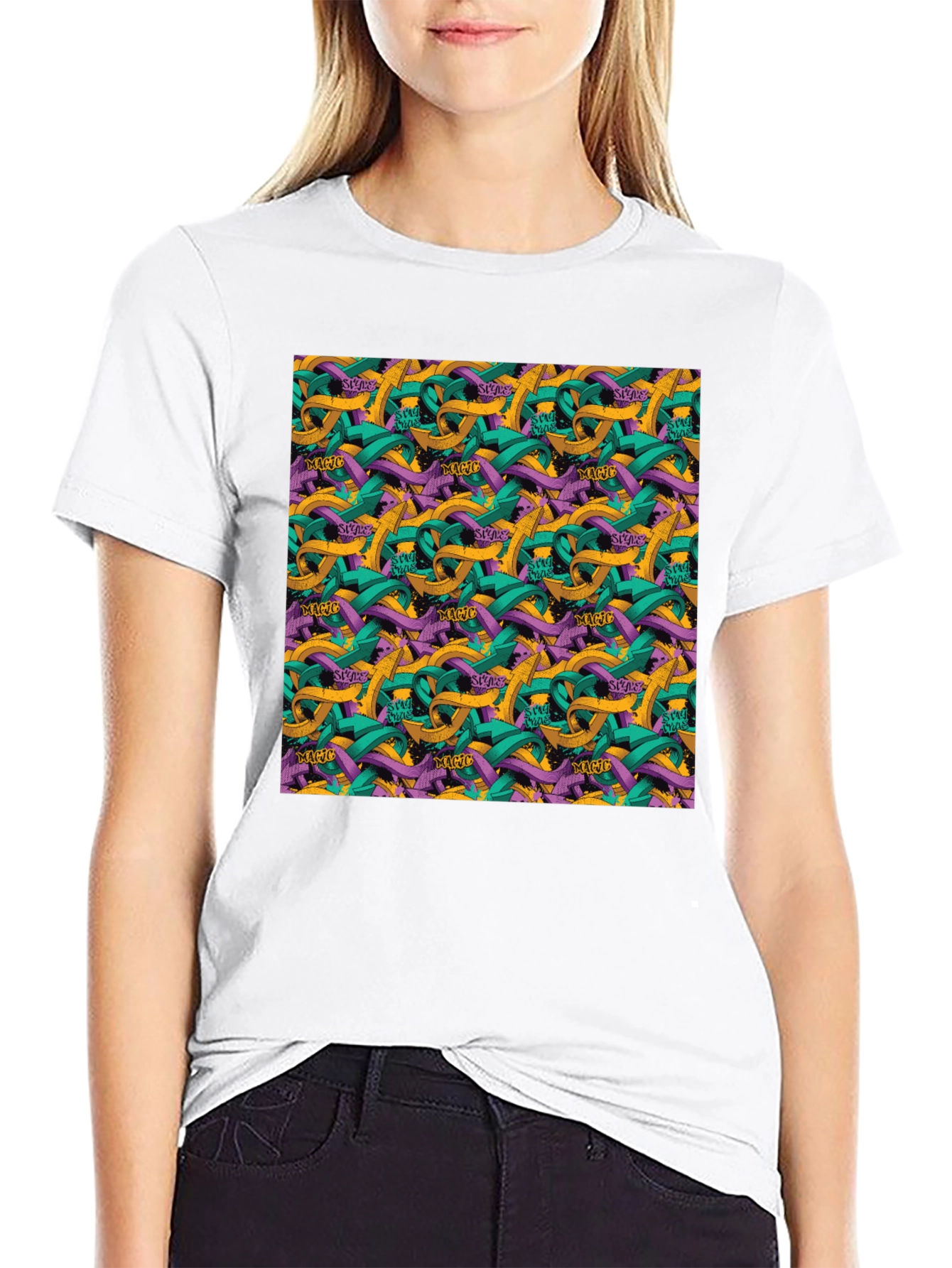 Abstract Arrow Graphic Black T-Shirt