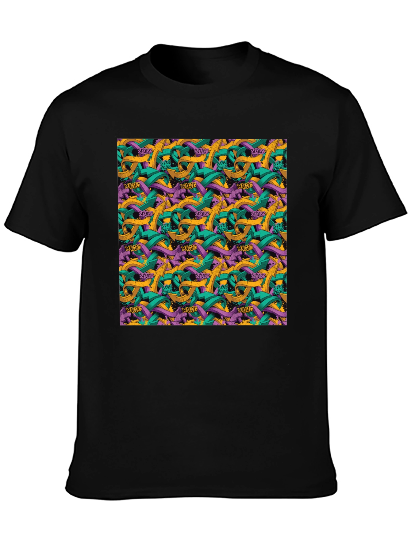 Abstract Arrow Graphic Black T-Shirt