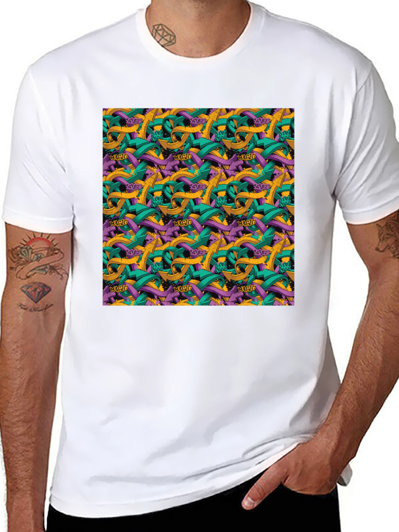 Abstract Arrow Graphic Black T-Shirt