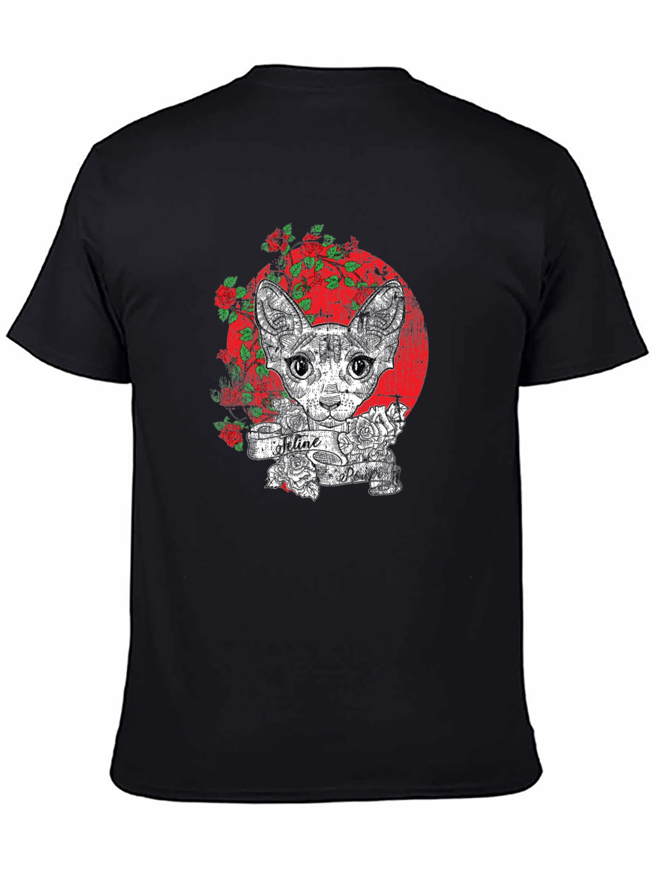 Feline Tattoo Graphic Tee - Unique Cat Lover Shirt