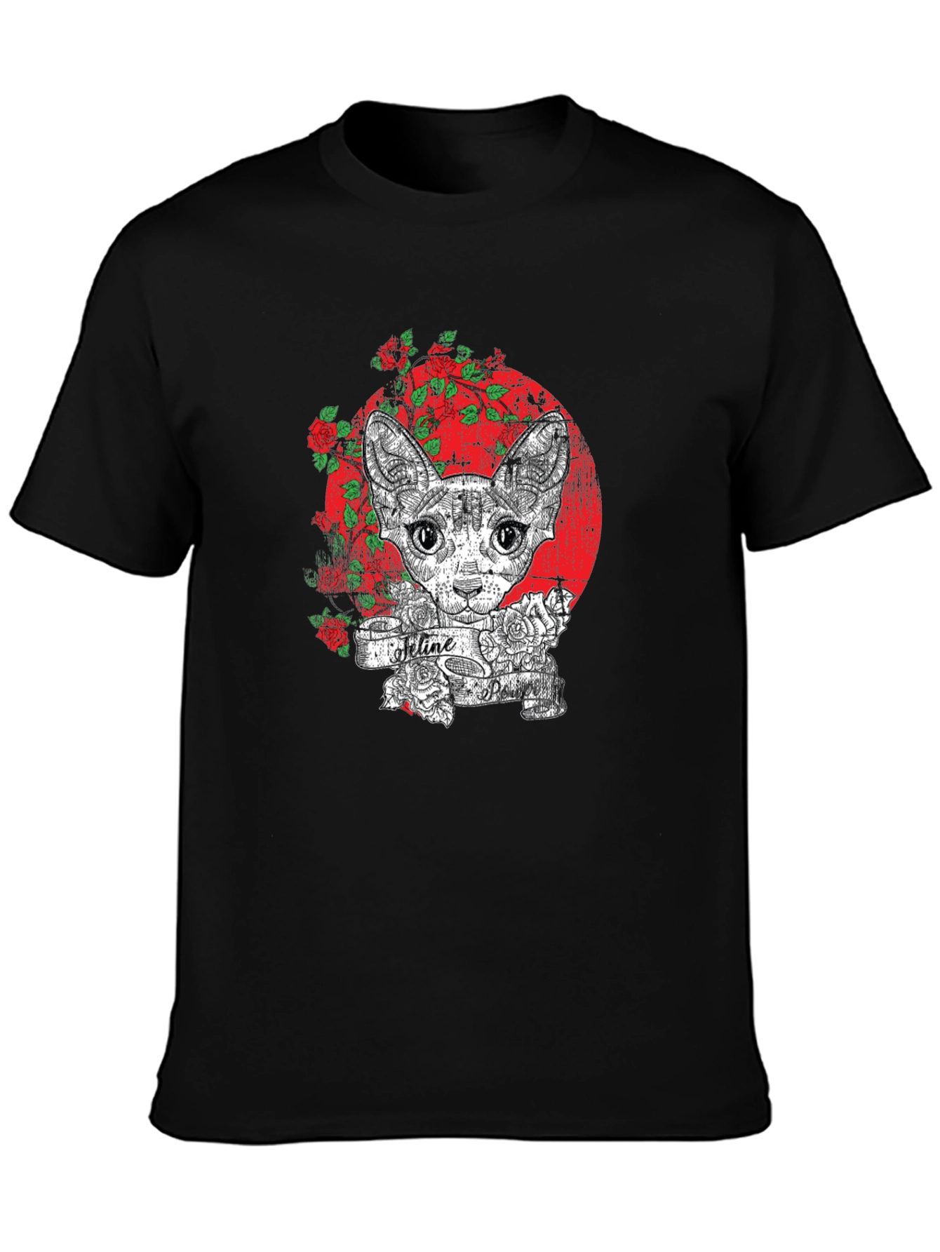 Feline Tattoo Graphic Tee - Unique Cat Lover Shirt