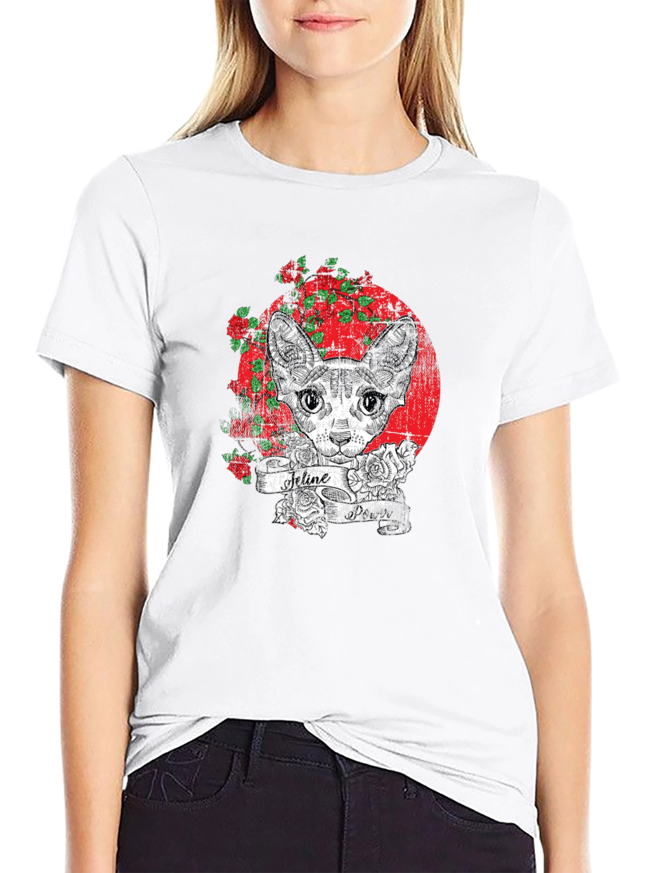Feline Tattoo Graphic Tee - Unique Cat Lover Shirt