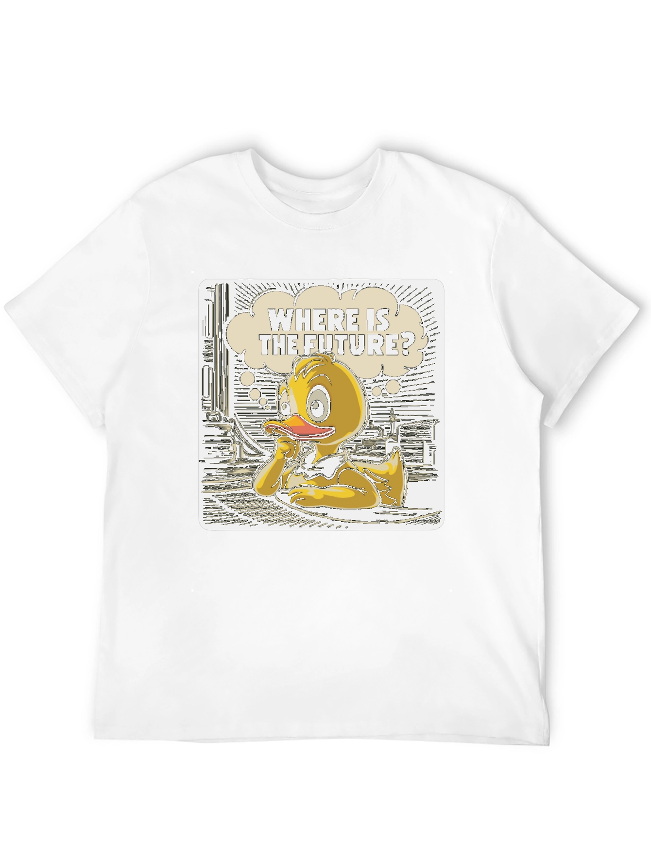 Duck in Thought T-Shirt - Where is the Future?