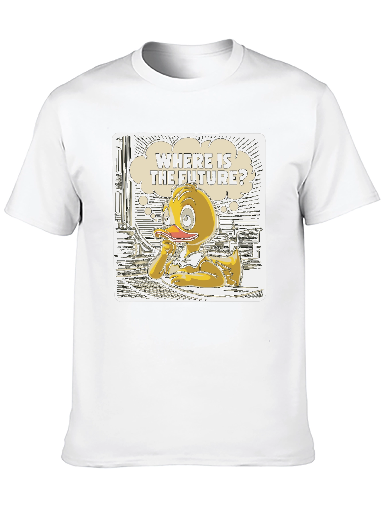 Duck in Thought T-Shirt - Where is the Future?