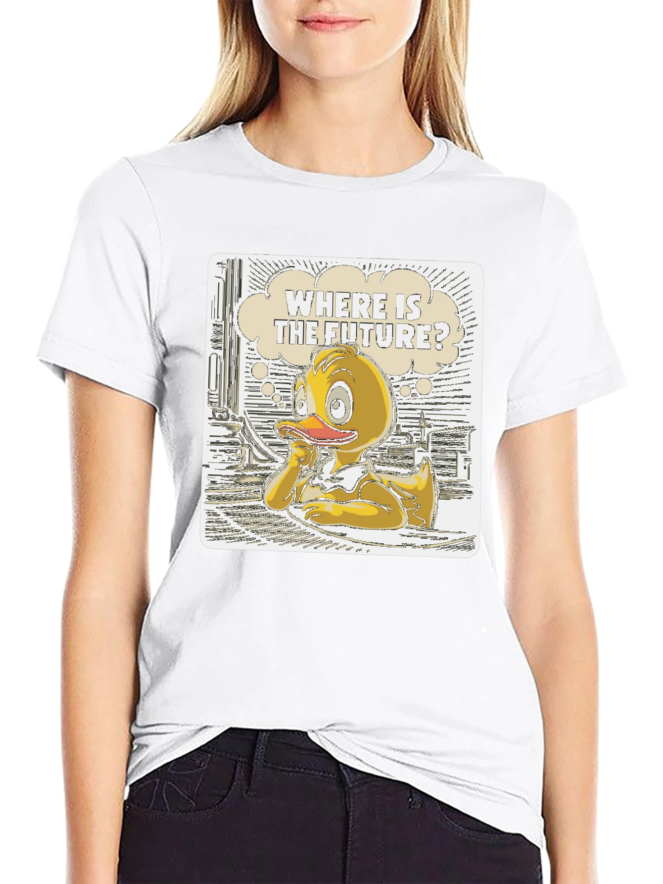 Duck in Thought T-Shirt - Where is the Future?