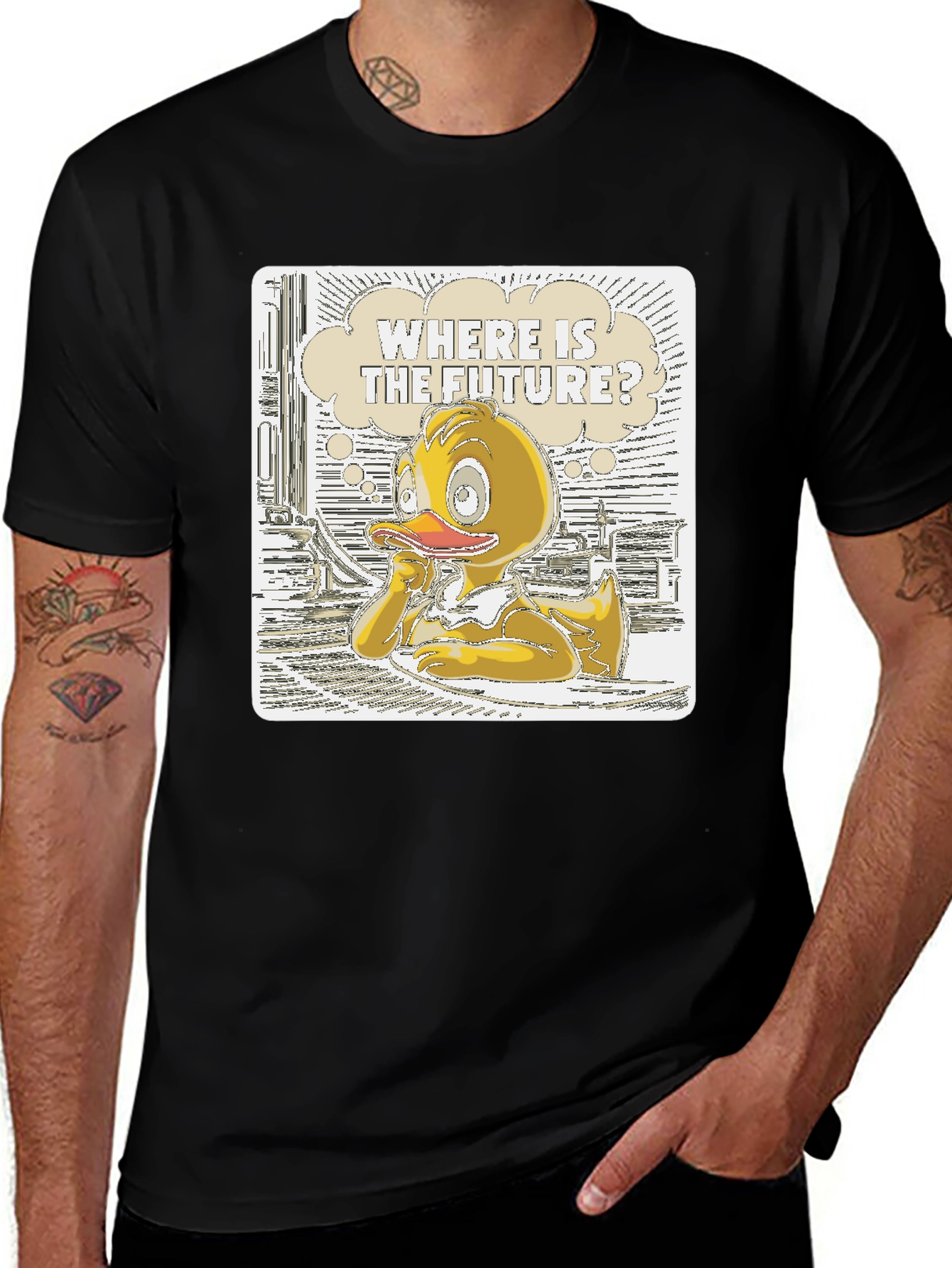 Duck in Thought T-Shirt - Where is the Future?