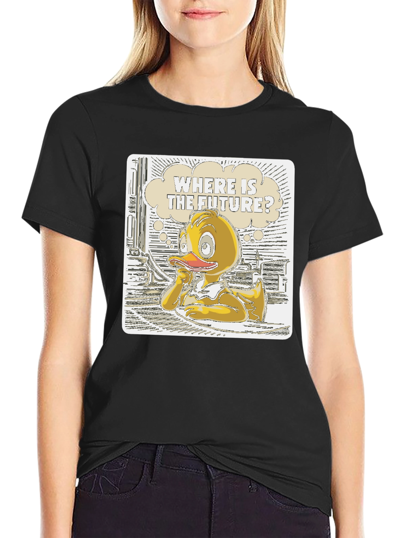 Duck in Thought T-Shirt - Where is the Future?