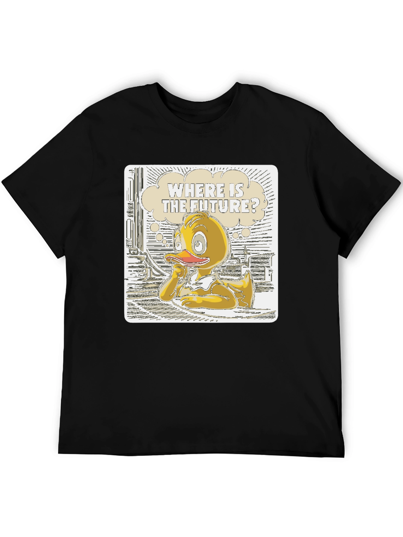 Duck in Thought T-Shirt - Where is the Future?