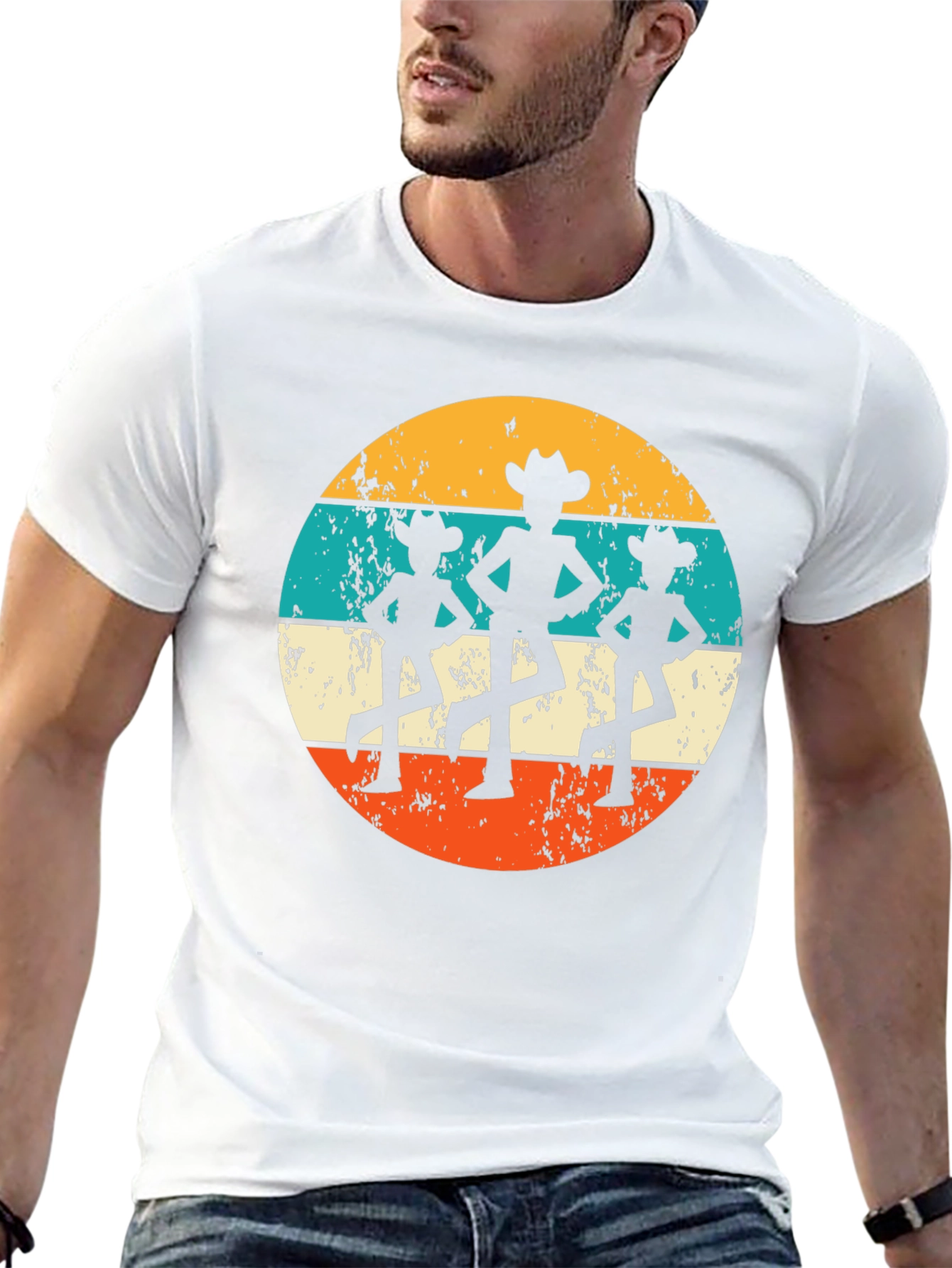Retro Cowboy Dancer T-Shirt - Western Line Dance Tee