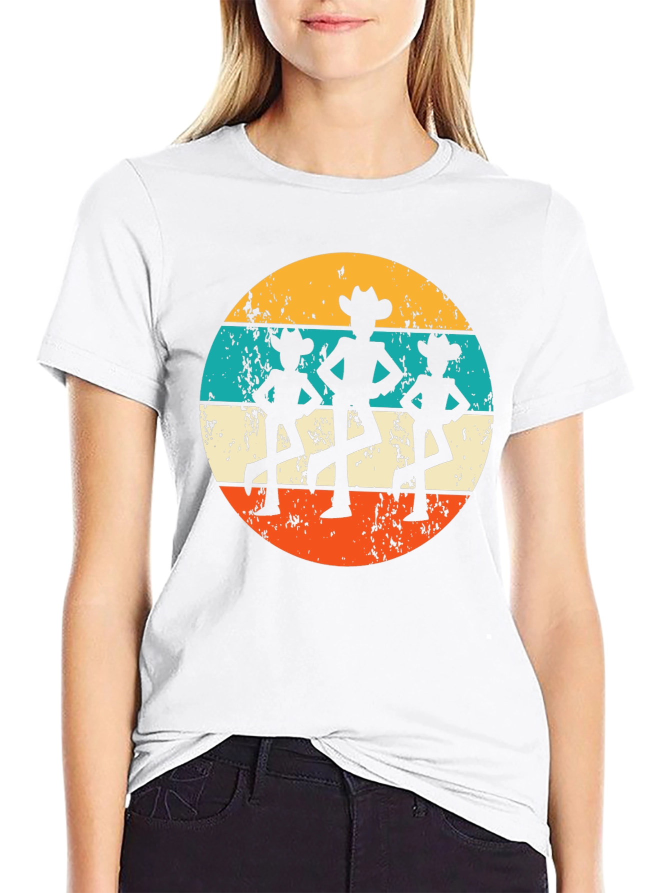 Retro Cowboy Dancer T-Shirt - Western Line Dance Tee
