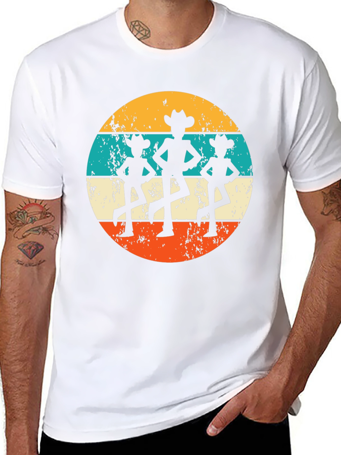 Retro Cowboy Dancer T-Shirt - Western Line Dance Tee