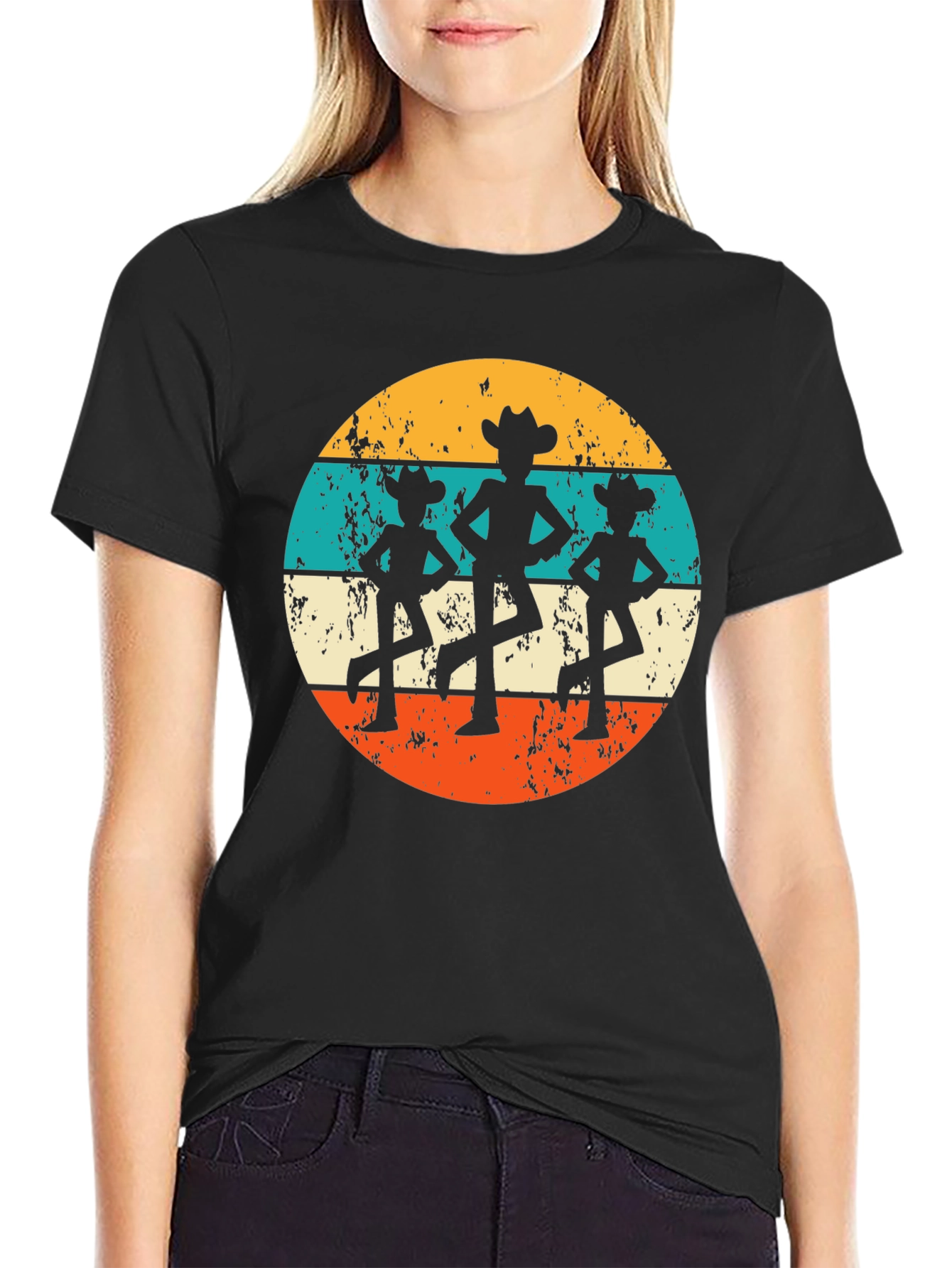 Retro Cowboy Dancer T-Shirt - Western Line Dance Tee