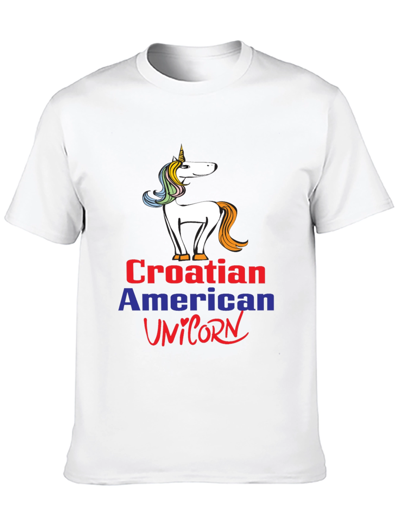 Croatian American Unicorn Graphic T-Shirt