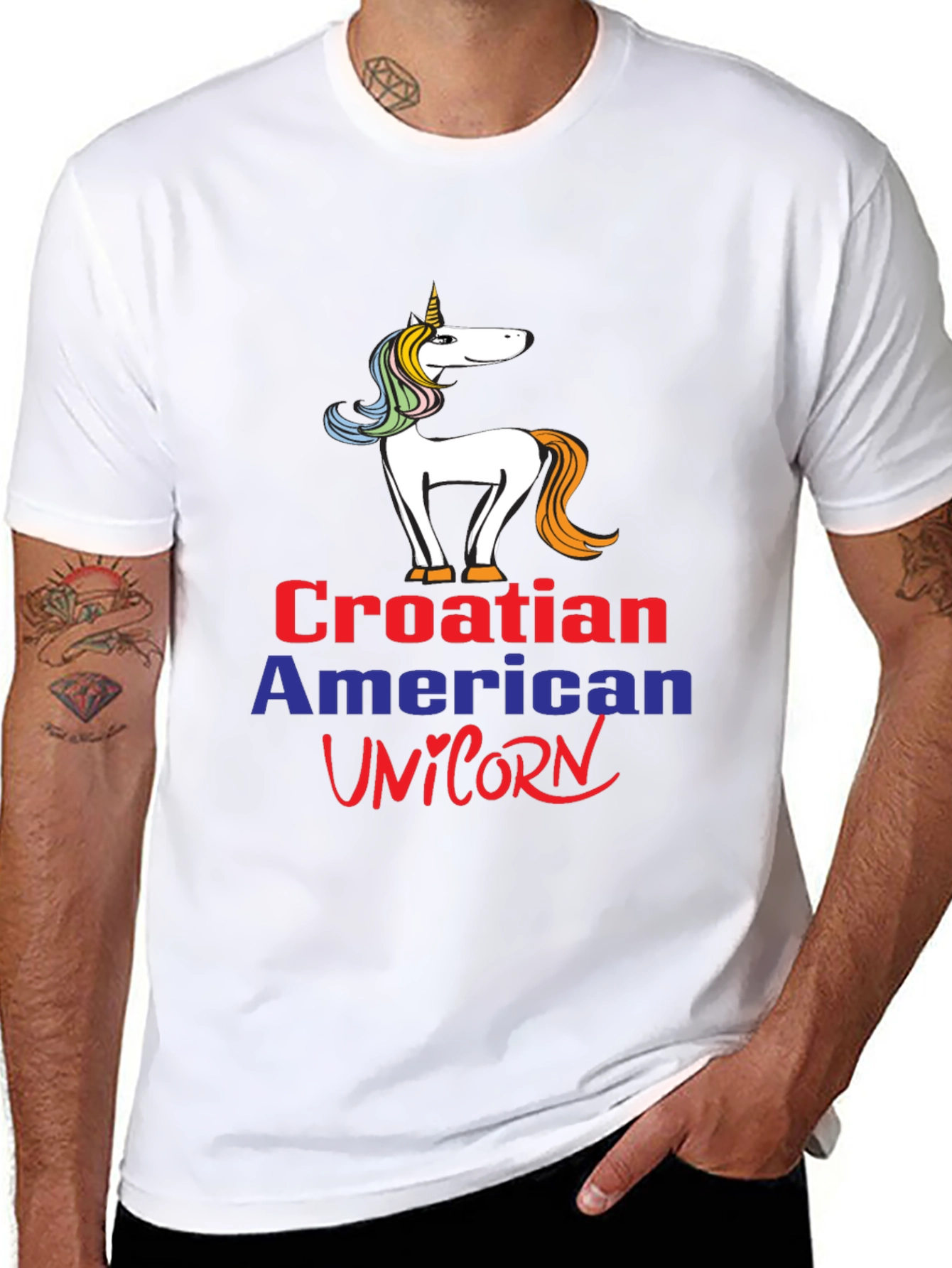 Croatian American Unicorn Graphic T-Shirt