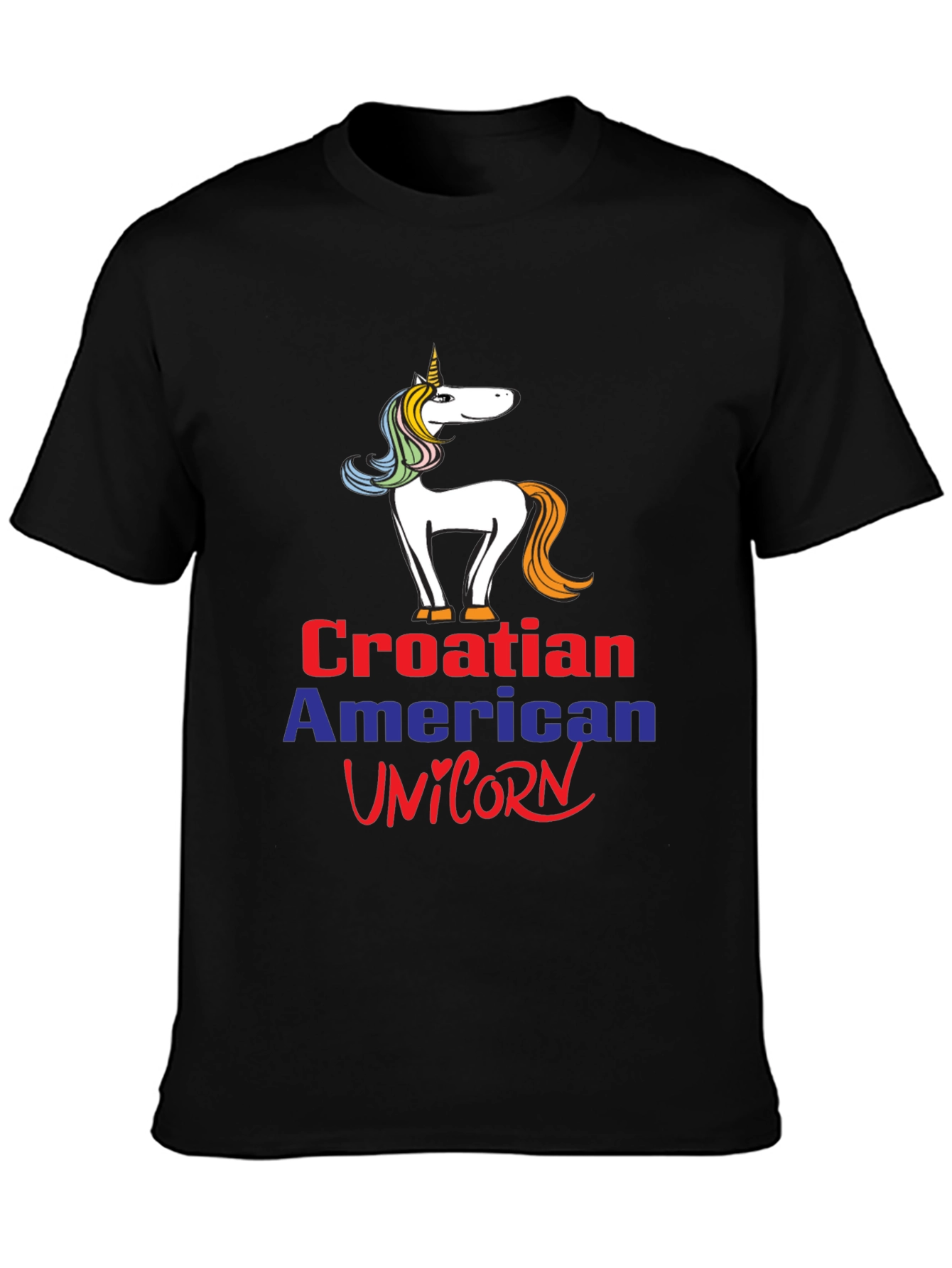 Croatian American Unicorn Graphic T-Shirt