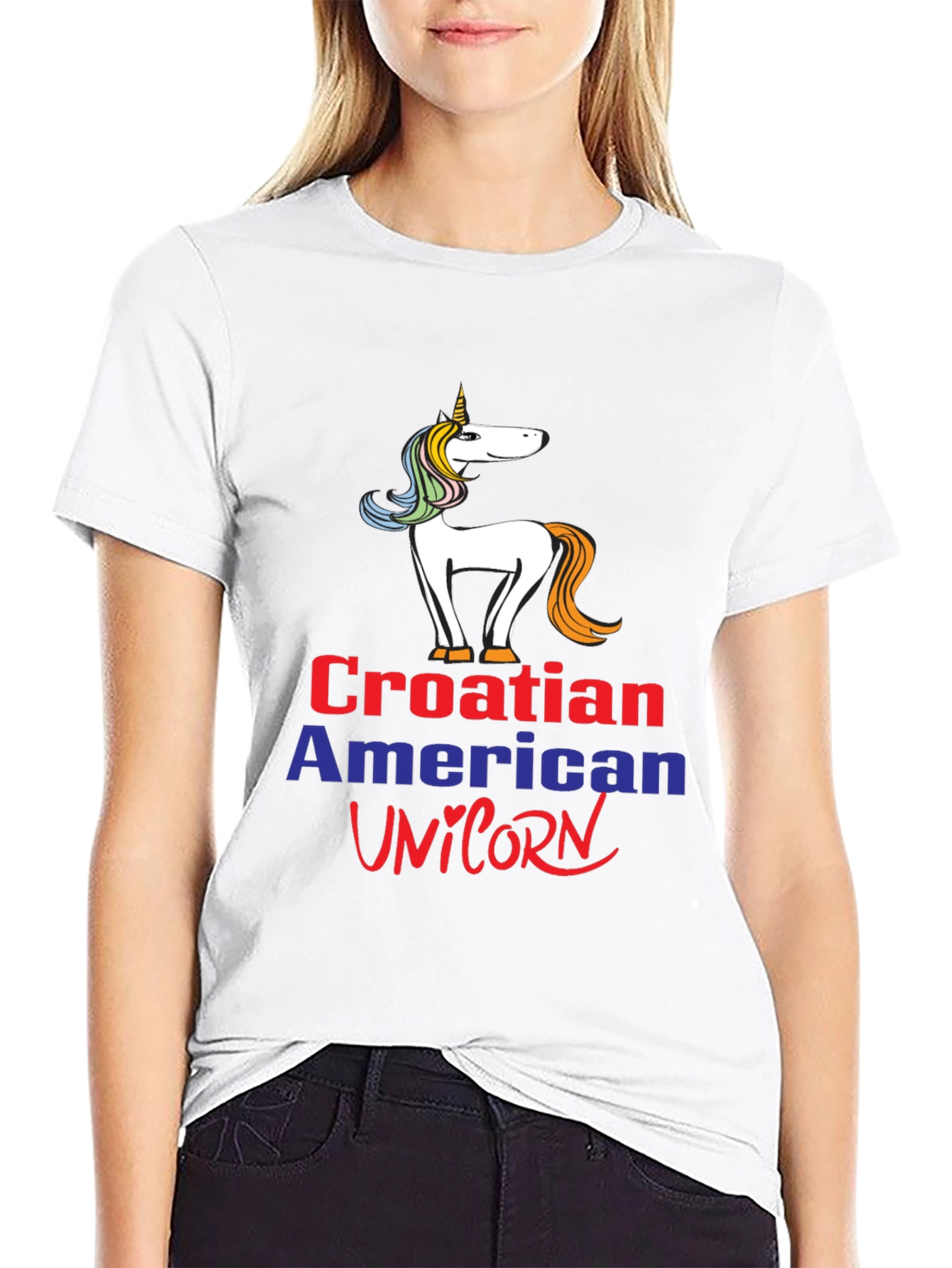 Croatian American Unicorn Graphic T-Shirt
