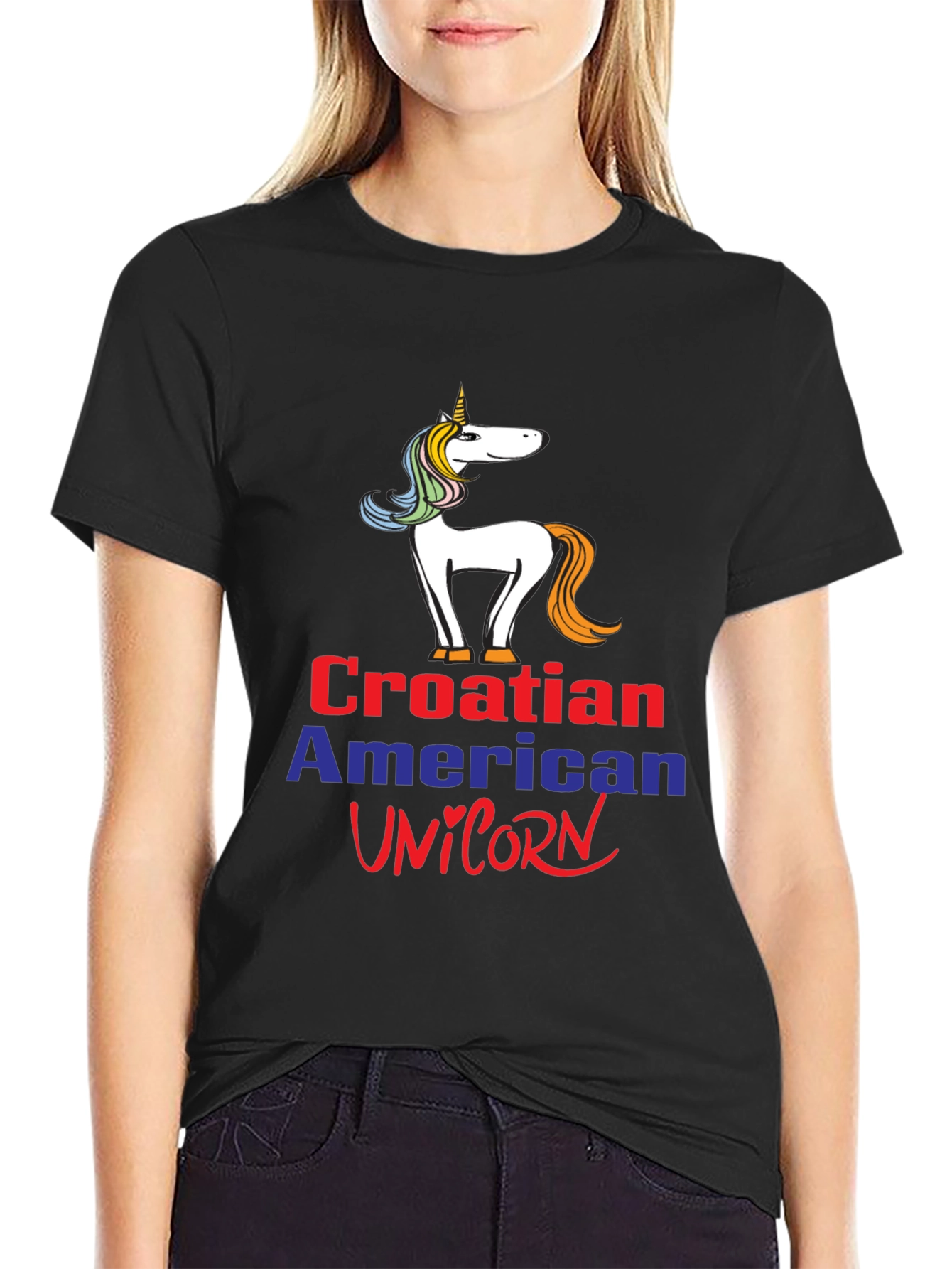 Croatian American Unicorn Graphic T-Shirt
