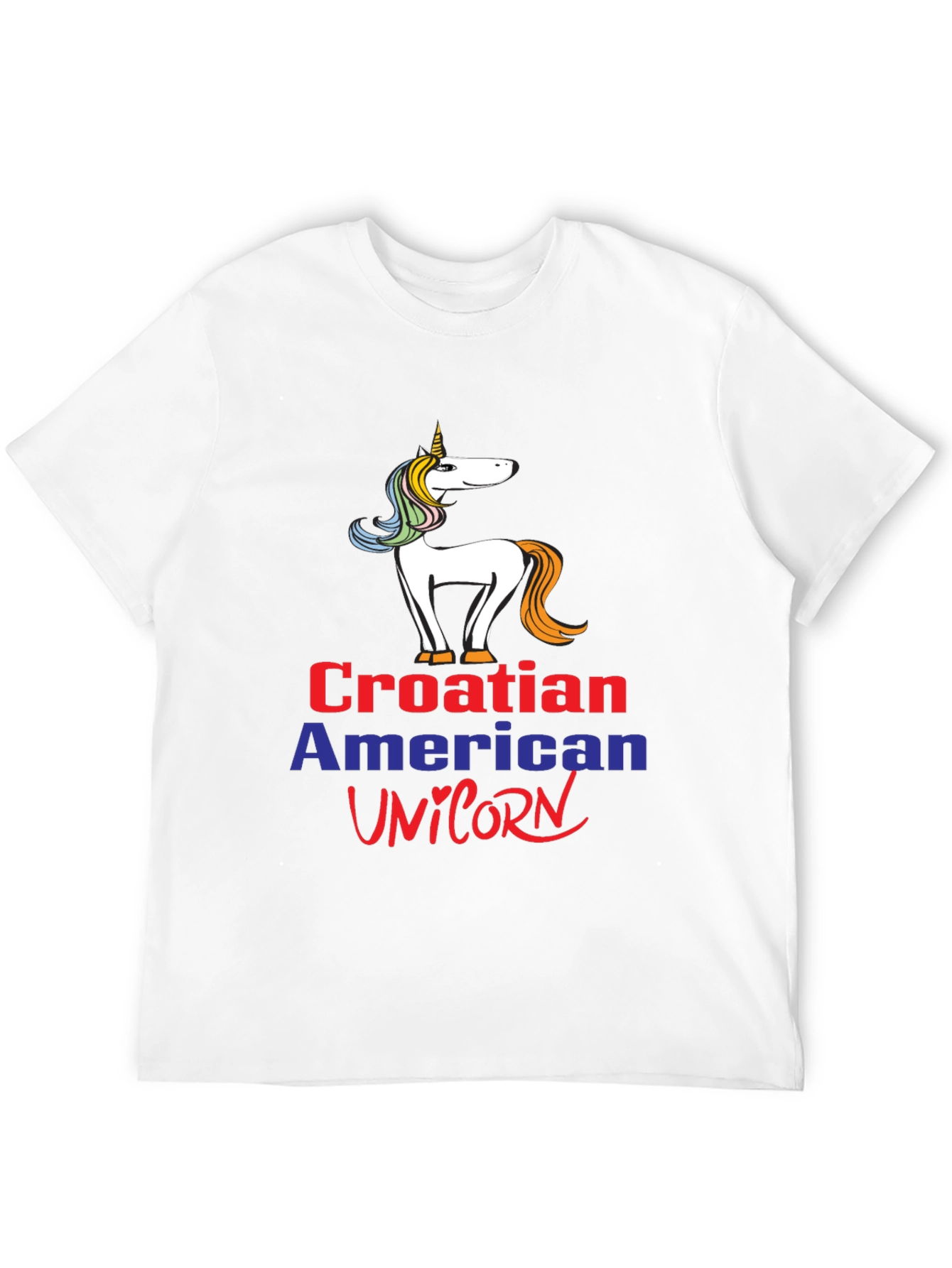Croatian American Unicorn Graphic T-Shirt