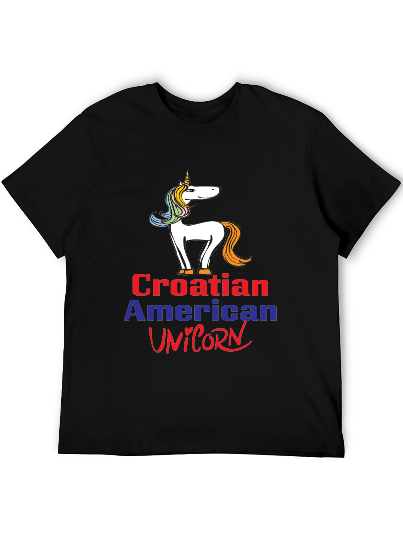 Croatian American Unicorn Graphic T-Shirt