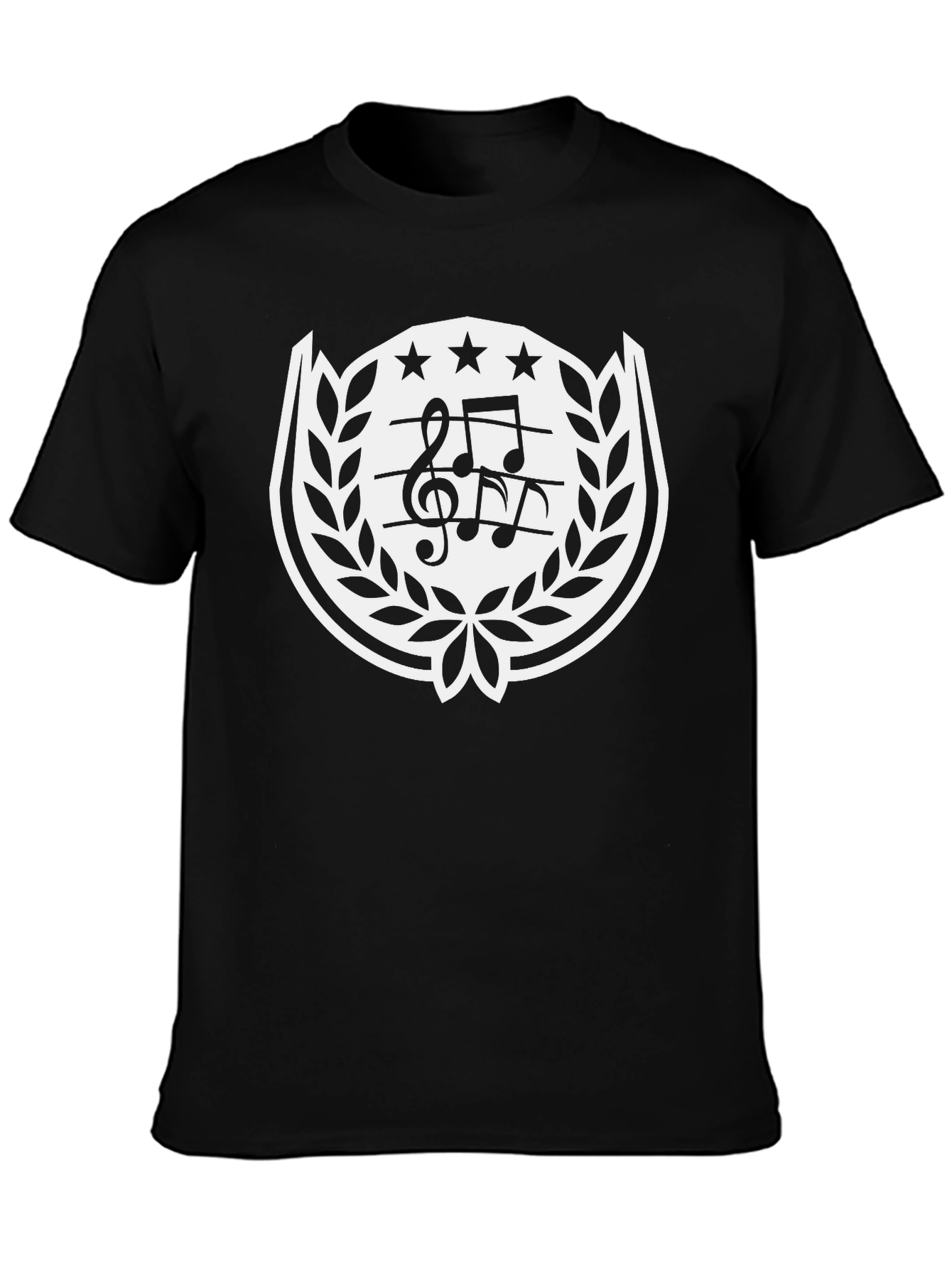 Music Notes Crest Black T-Shirt
