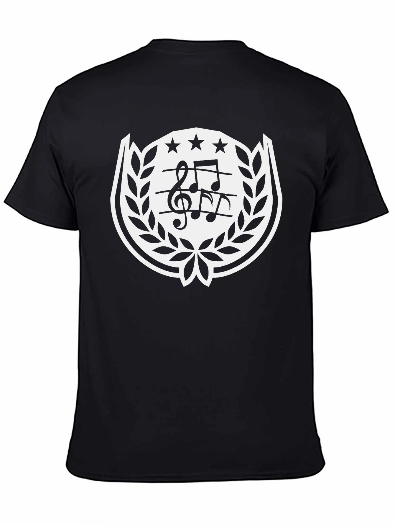 Music Notes Crest Black T-Shirt